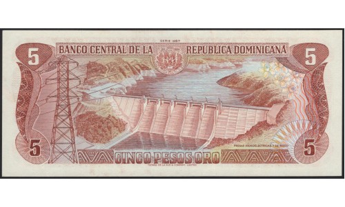 Доминиканская Республика 5 песо 1987 (DOMINICAN REPUBLIC 5 Pesos 1987) P 118c : UNC