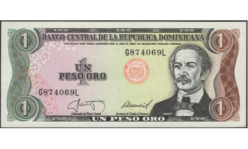 Доминиканская Республика 1 песо 1987 (DOMINICAN REPUBLIC 1 Peso 1987) P 126b(1) : UNC
