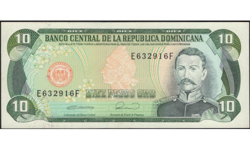 Доминиканская Республика 10 песо 1990 (DOMINICAN REPUBLIC 10 Pesos 1990) P 132 : XF+