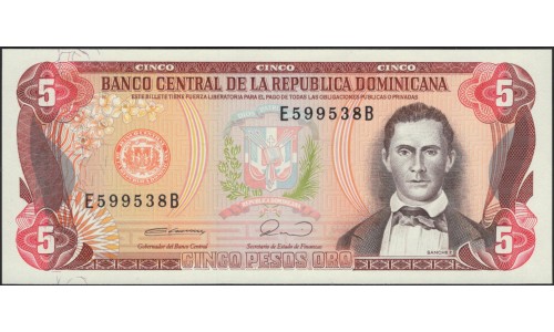 Доминиканская Республика 5 песо 1990 (DOMINICAN REPUBLIC 5 Pesos 1990) P 131 : UNC
