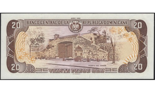 Доминиканская Республика 20 песо 1992 (DOMINICAN REPUBLIC 20 Pesos 1992) P 139a : UNC