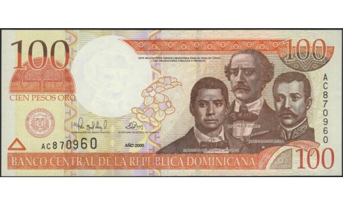 Доминиканская Республика 100 песо 2000 (DOMINICAN REPUBLIC 100 Pesos 2000) P 167а : UNC