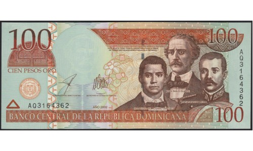 Доминиканская Республика 100 песо 2002 (DOMINICAN REPUBLIC 100 Pesos 2002) P 175 : UNC