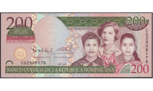 Доминиканская Республика 200 песо 2009 (DOMINICAN REPUBLIC 200 Pesos 2009) P 178A : UNC