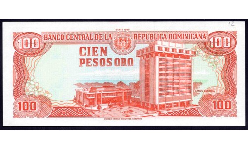 Доминиканская Республика 100 песо 1990 (DOMINICAN REPUBLIC 100 Pesos 1990) P 128b : UNC