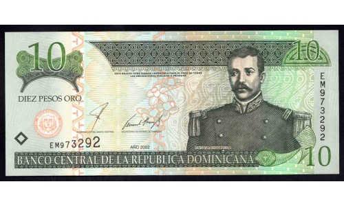 Доминиканская Республика 10 песо 2002 (DOMINICAN REPUBLIC 10 Pesos 2002) P 168b : UNC