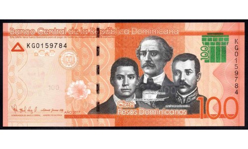 Доминиканская Республика 100 песо 2017 (DOMINICAN REPUBLIC 100 Pesos 2017) P 190d : UNC
