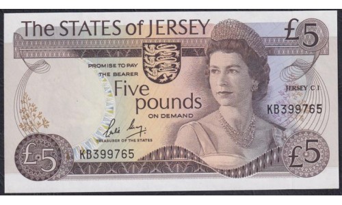 Джерси 5 фунтов (1976-1988) (JERSEY 5 Pounds (1976-1988)) P 12b: UNC