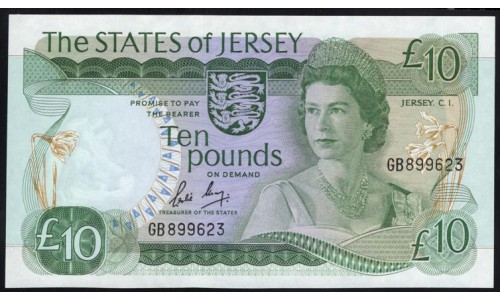 Джерси 10 фунтов (1976-1988) (JERSEY 10 Pounds (1976-1988)) P 13b: UNC