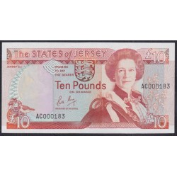 Джерси 10 фунтов ND (1989) Низкий Номер! (JERSEY 10 Pounds ND (1993)) P 17: UNC