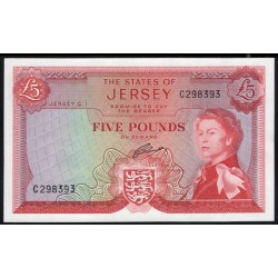 Джерси 5 фунтов ND (1963) (JERSEY 5 Pounds ND(1963)) P 9b: UNC