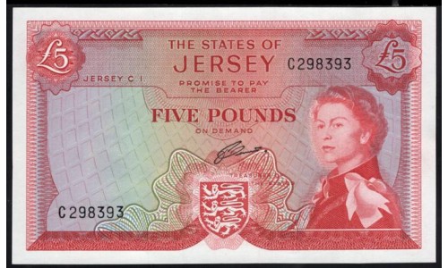 Джерси 5 фунтов ND (1963) (JERSEY 5 Pounds ND(1963)) P 9b: UNC