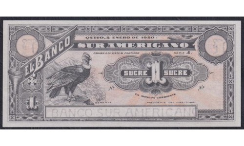 Эквадор 1 сукре 1920 г.  (ECUADOR 1 sucre 1920) PS 251r: UNC 