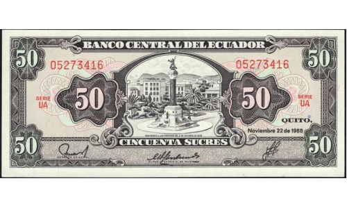 Эквадор 50 сукре 1988 (ECUADOR 50 sucres 1988) P 122(2) : UNC