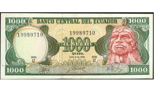 Эквадор 1000 сукре 1988 (ECUADOR 1000 sucres 1988) P 125b : UNC