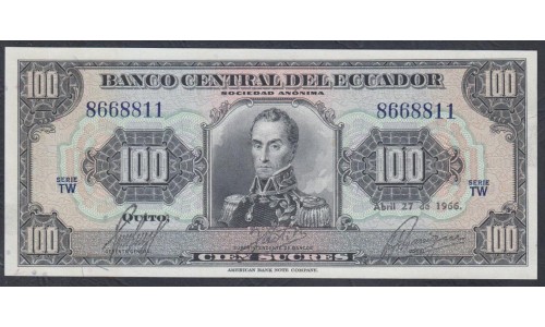 Эквадор 100 сукре 27.04.1966 г. (ECUADOR 100 sucres 04.27.1966) P 105(2): UNC 