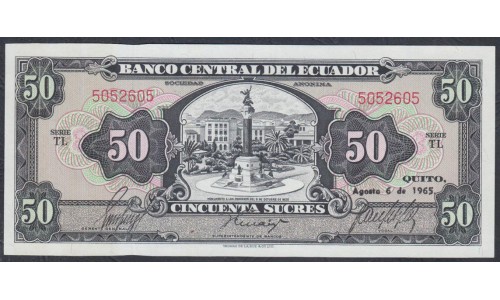 Эквадор 50 сукре 1965 г. (ECUADOR 50 Sucres 1965) P 116b: UNC 