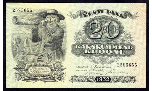 Эстония 20 крон 1932 (ESTONIA 20 krooni 1932) P 64a : UNC