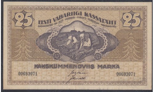 Эстония  25 марок 1919 (ESTONIA 25 marka 1919) P 47b: XF/aUNC