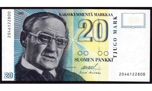 Финляндия 20 марок 1993 (FINLAND 20 Mark 1993) P 122 : UNC