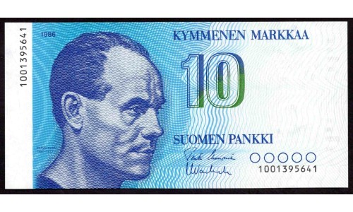 Финляндия 10 марок 1986 (FINLAND 10 Mark 1986) P 113a(06) : UNC