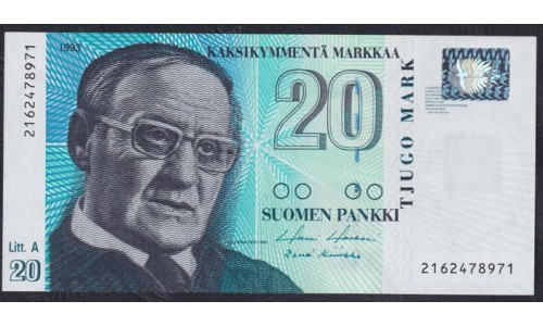 Финляндия 20 марок 1993 (FINLAND 20 Mark 1993) P 123(1) : UNC