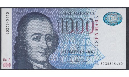 Финляндия 1000 марок 1986 года (FINLAND 1000 Mark 1986) P 121: UNC