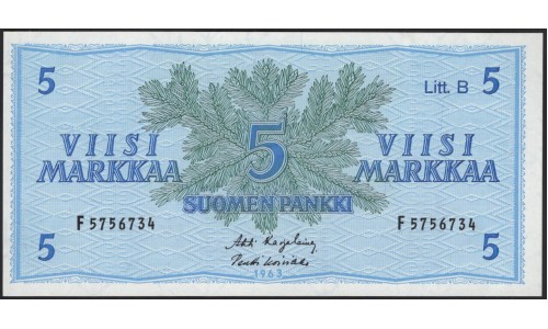 Финляндия 5 марок 1963 (FINLAND 5 Mark 1963) P 106Aa(04) : UNC