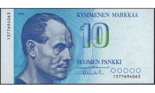 Финляндия 10 марок 1986 (FINLAND 10 Mark 1986) P 113a(18) : UNC
