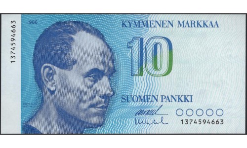 Финляндия 10 марок 1986 (FINLAND 10 Mark 1986) P 113a(36) : UNC