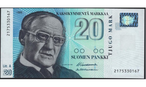 Финляндия 20 марок 1993 (FINLAND 20 Mark 1993) P 123(06) : UNC