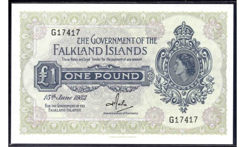Фолклендские Острова 1 фунт 1982 года (FALKLAND ISLANDS 1 Pound 1982) P8d: UNC