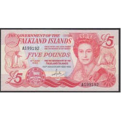 Фолклендские Острова 5 фунтов 1983 года (FALKLAND ISLANDS 5 Pounds 1983) P12а: UNC 