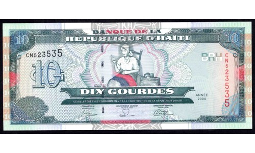 Гаити 10 гурдов 2004 г. (HAITI 10 Gourdes 2004) P 265b: UNC