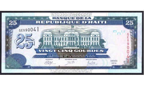 Гаити 25 гурдов 2014 г. (HAITI 25 Gourdes 2014) P 266е: UNC