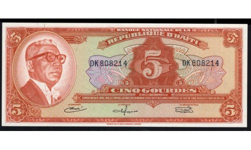 Гаити 5 гурдов 1919 г. (HAITI 5 Gourdes 1919) P 198: UNC