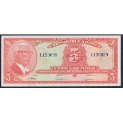 Гаити 5 гурдов L.1919 года, L120039 (HAITI 5 Gourdes L.1919) P 202(1-2): UNC--