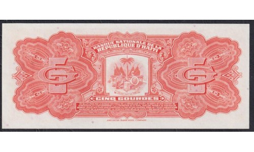Гаити 5 гурдов L.1919 года, Z342365(HAITI 5 Gourdes L.1919) P 202(2): UNC