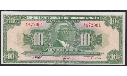 Гаити 10 гурдов L.1919 года, A472901 (HAITI 10 Gourdes L.1919) P 203a(2): UNC