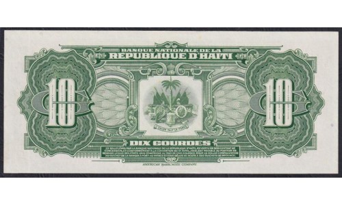 Гаити 10 гурдов L.1919 года, A472901 (HAITI 10 Gourdes L.1919) P 203a(2): UNC