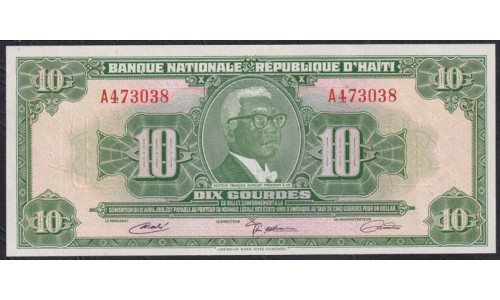Гаити 10 гурдов L.1919 года, A473038 (HAITI 10 Gourdes L.1919) P 203a(2): UNC