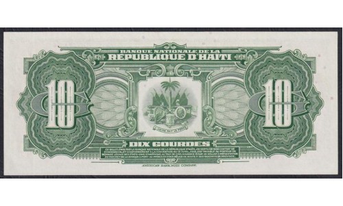 Гаити 10 гурдов L.1919 года, A473038 (HAITI 10 Gourdes L.1919) P 203a(2): UNC