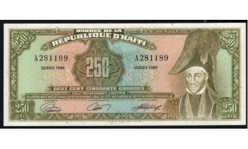Гаити 250 гурдов 1988 год, РЕАЛЬНЫЙ РАРИТЕТ (HAITI 250 Gourdes 1988, RARE) P 251a: UNC