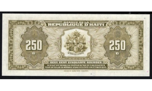 Гаити 250 гурдов 1988 год, РЕАЛЬНЫЙ РАРИТЕТ (HAITI 250 Gourdes 1988, RARE) P 251a: UNC
