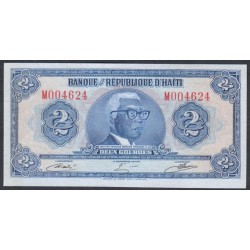 Гаити 2 гурда L.1979 года, полимер Тувек, Литера M (HAITI 2 Gourdes 1979, Tyvek) P 231А: UNC