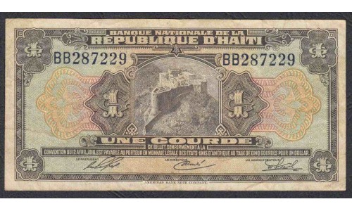 Гаити 1 гурд 1919 г. (HAITI 1 Gourde 1919) P 178: VF