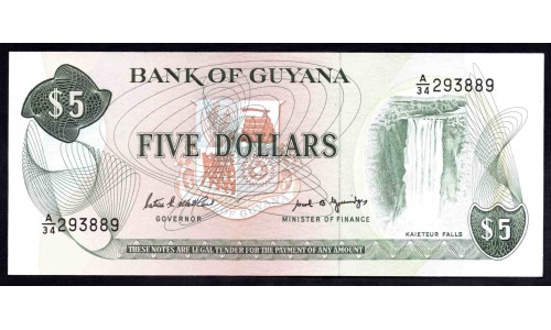 Гайана 5 долларов (1966-92) (GUYANA 5 dollars (1966-1992)) P 22e : UNC