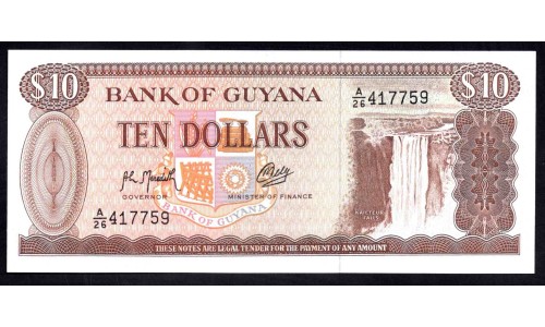 Гайана 10 долларов (1966-92) (GUYANA 10 dollars (1966-1992)) P 23е : UNC