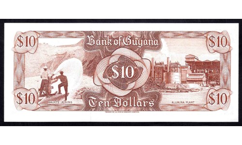 Гайана 10 долларов (1966-92) (GUYANA 10 dollars (1966-1992)) P 23е : UNC