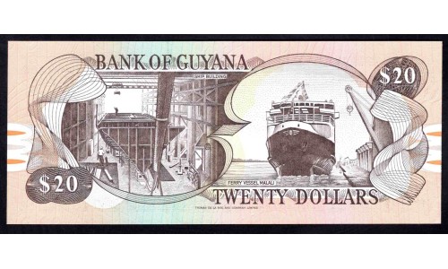Гайана 20 долларов (1996-2018) (GUYANA 20 dollars (1996-2018)) P 30b(2) : UNC